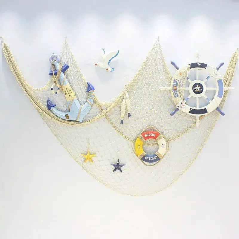 Nautical Coastal Wall Decor Cotton Fishing Net Shells