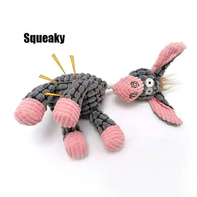 Donkey Corduroy Chew Toy Interactive Squeaker Plush Toy