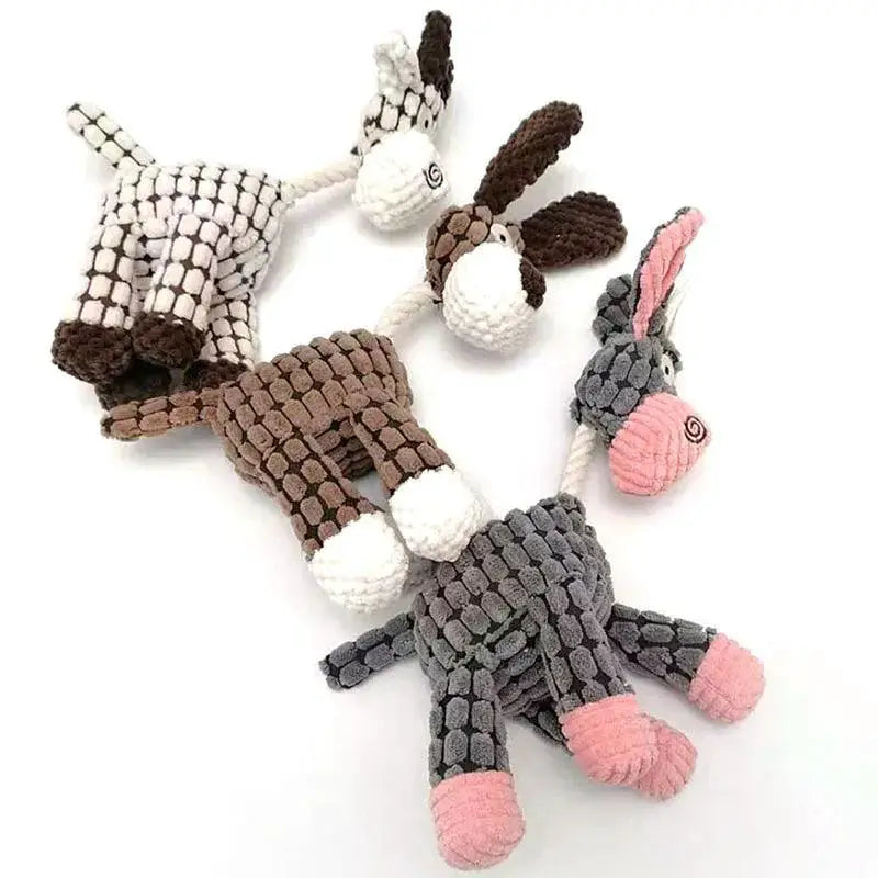 Donkey Corduroy Chew Toy Interactive Squeaker Plush Toy