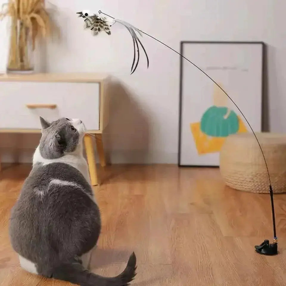 Interactive Cat Stick Toy With Feather Bird And Bell Fun