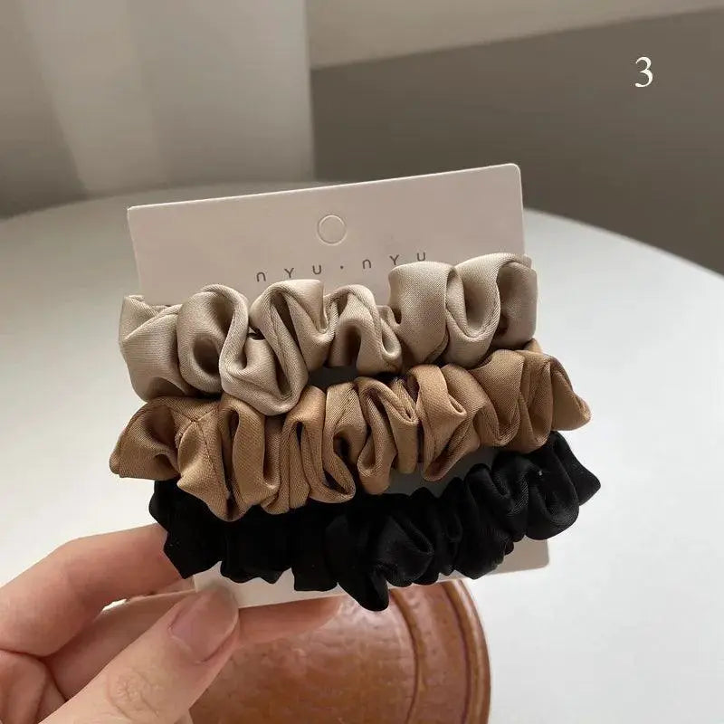 Silk Satin Ponytail Scrunchies Luxe Hair Accessories Set