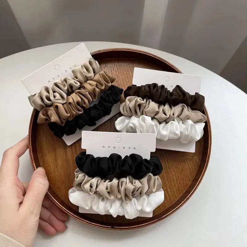 Silk Satin Ponytail Scrunchies Luxe Hair Accessories Set