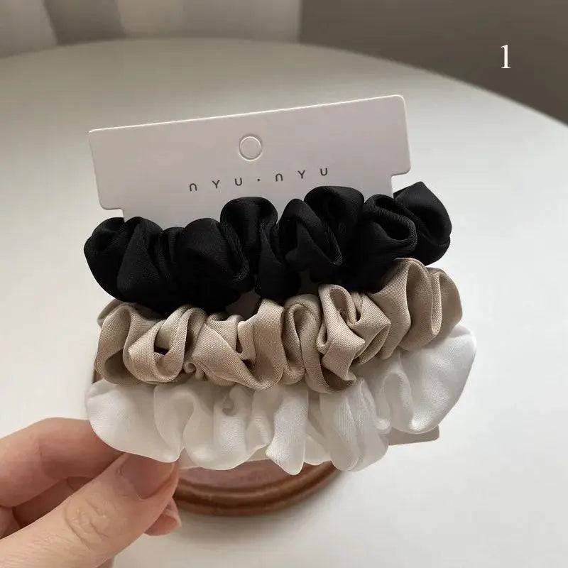Silk Satin Ponytail Scrunchies Luxe Hair Accessories Set