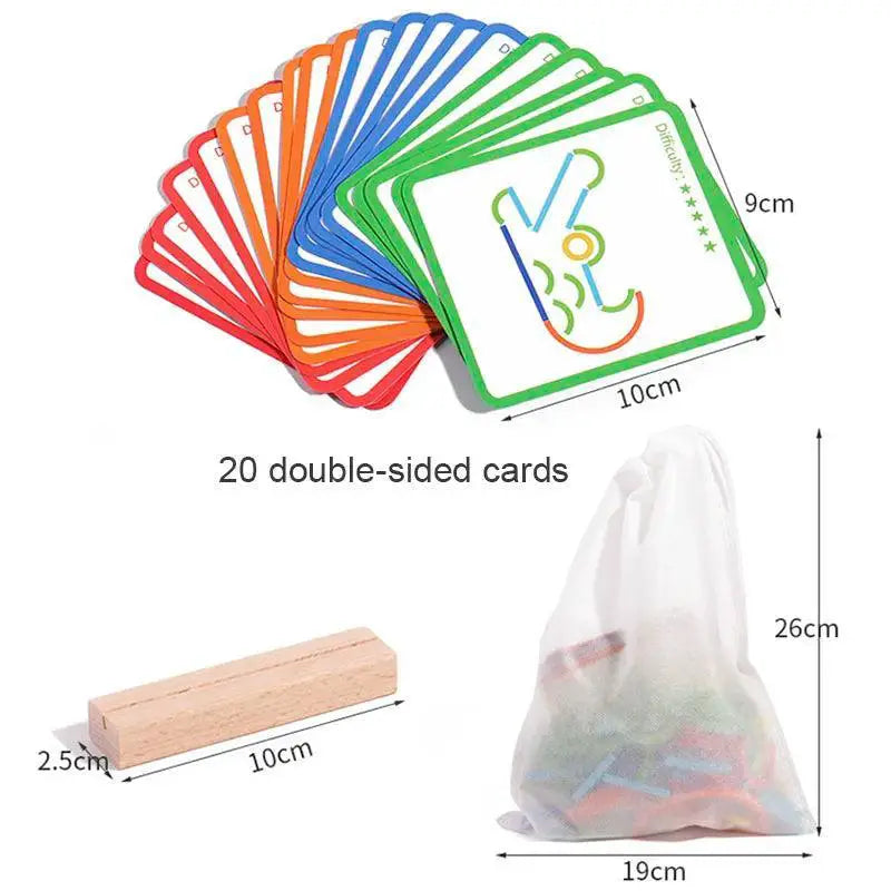 Wooden Creative Sticks Rings Puzzle Educational Toy Set