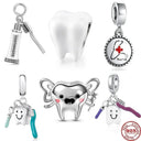 Whimsical Dental Charm Pendant Sterling Silver Bracelet Jewelry