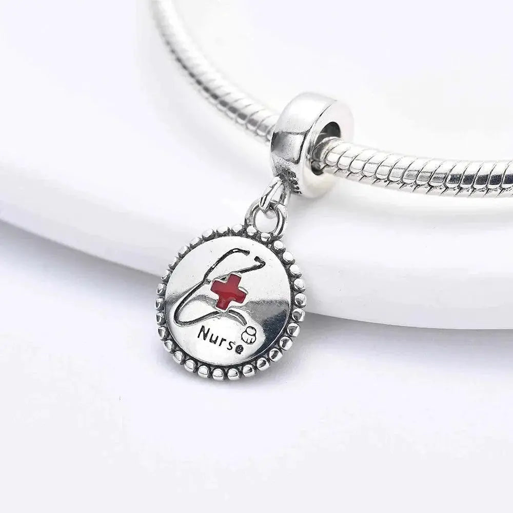 Whimsical Dental Charm Pendant Sterling Silver Bracelet Jewelry