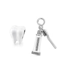 Whimsical Dental Charm Pendant Sterling Silver Bracelet Jewelry