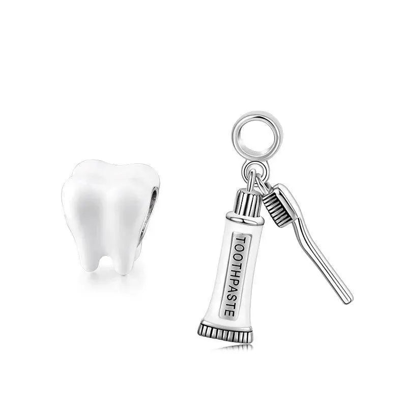 Whimsical Dental Charm Pendant Sterling Silver Bracelet Jewelry