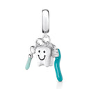 Whimsical Dental Charm Pendant Sterling Silver Bracelet Jewelry