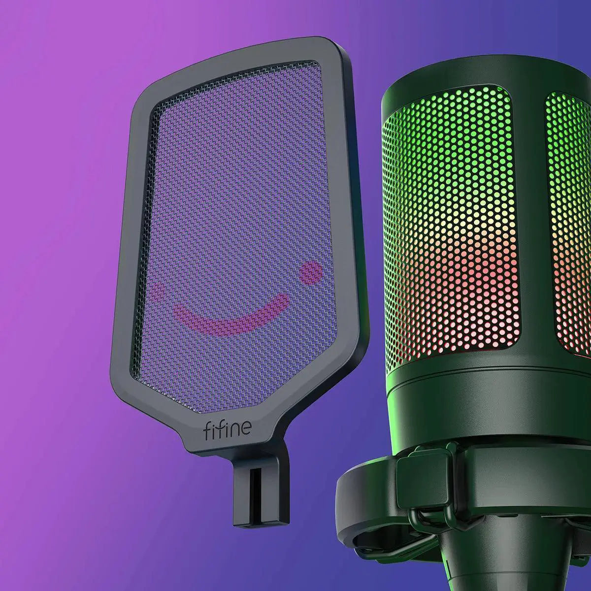 RGB Tap To Mute Gaming USB Microphone With Pop Filter