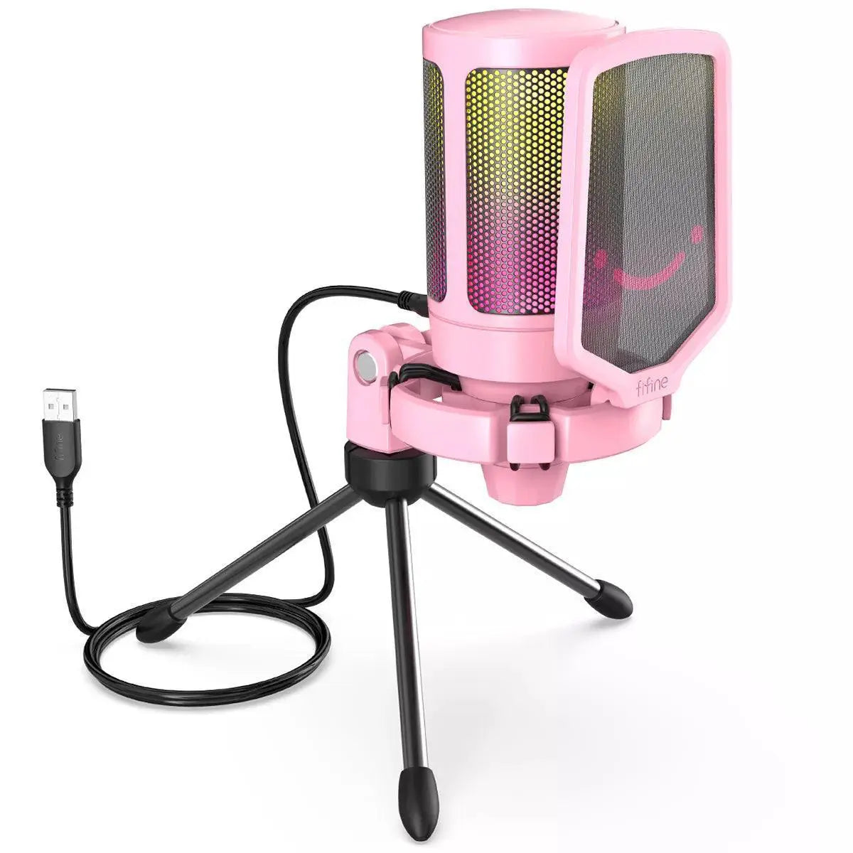 RGB Tap To Mute Gaming USB Microphone With Pop Filter