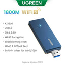 UGREEN USB WiFi Adapter AX1800 AC650 Dual Band WiFi 6 5