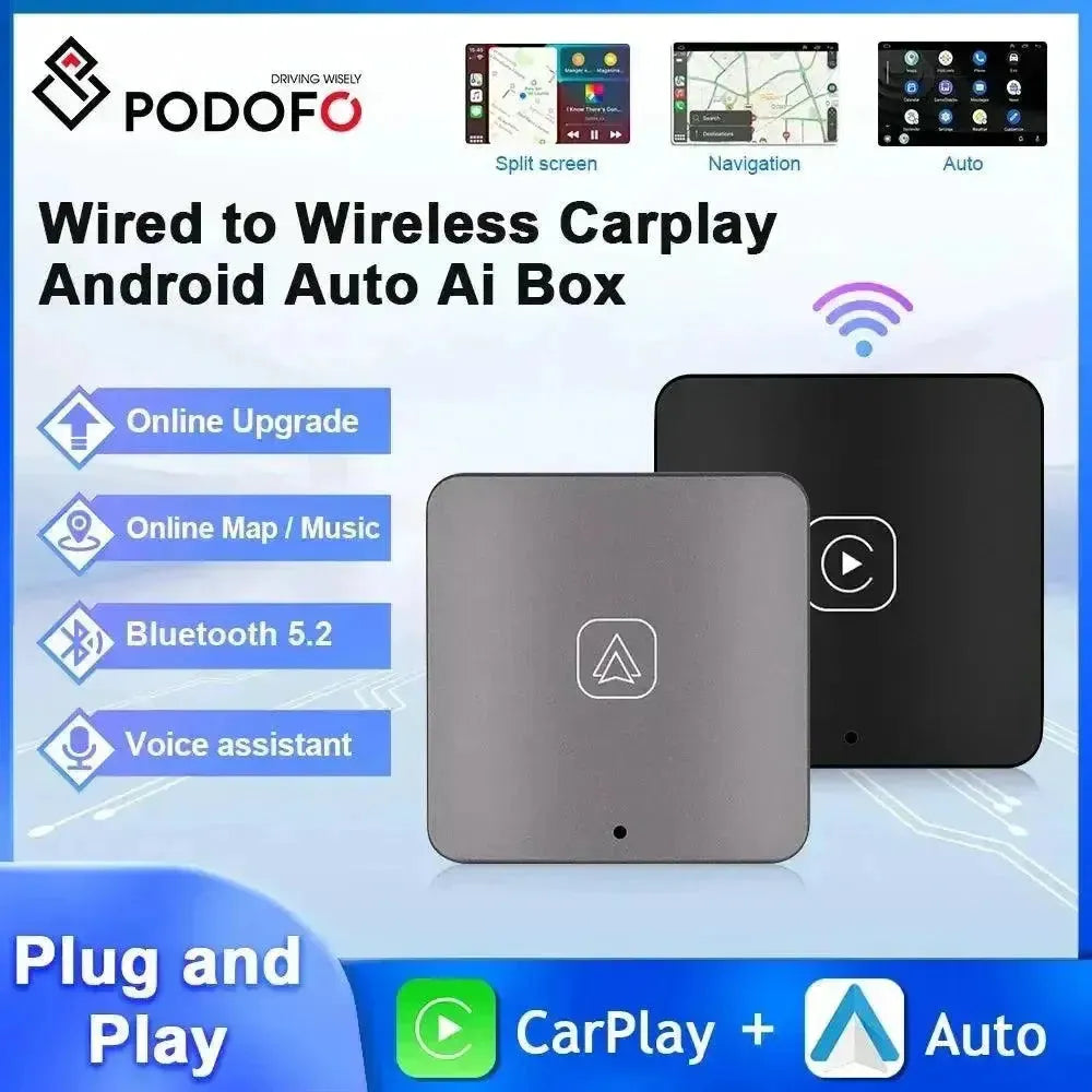 Podofo Wireless Android Auto CarPlay Adapter for VW and Audi