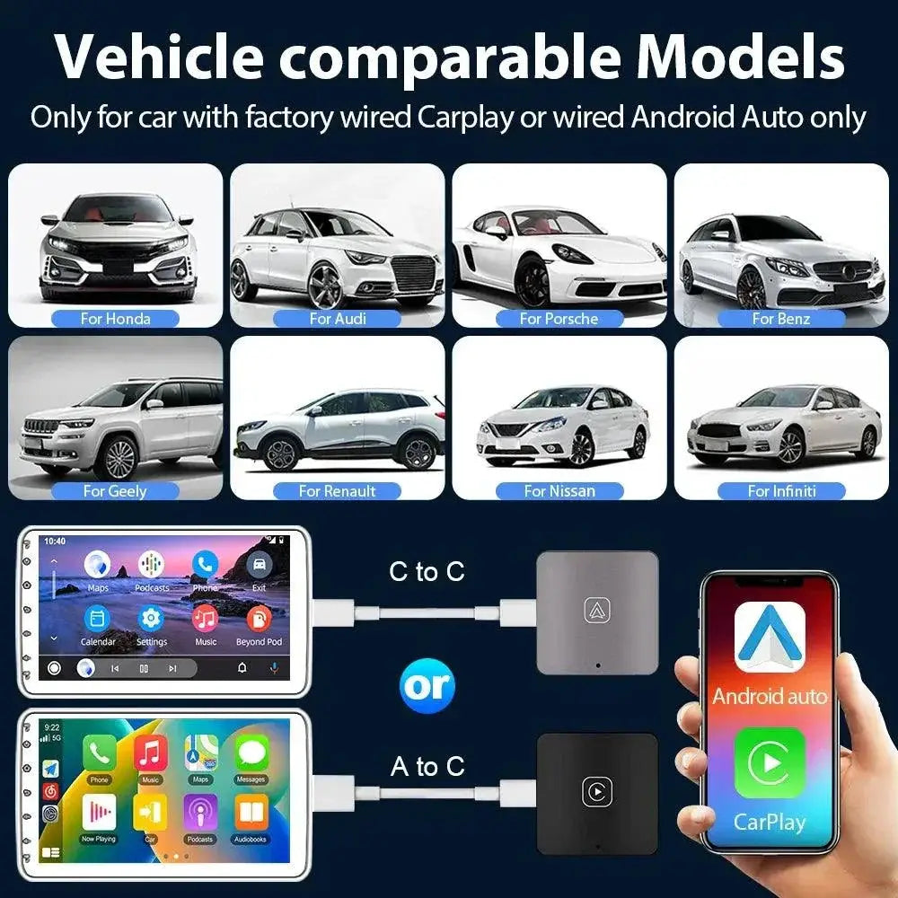 Podofo Wireless Android Auto CarPlay Adapter for VW and Audi