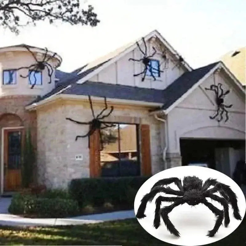 Giant Black Flexible Plush Spider Realistic Halloween Decor