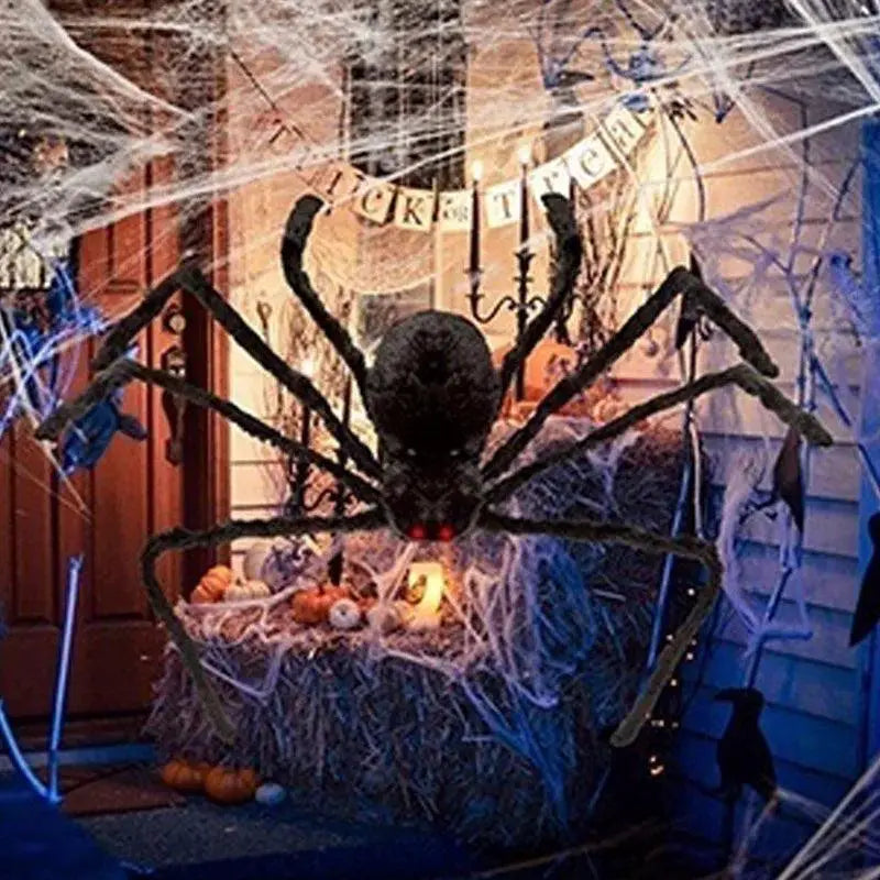 Giant Black Flexible Plush Spider Realistic Halloween Decor