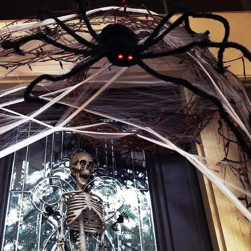 Giant Black Flexible Plush Spider Realistic Halloween Decor
