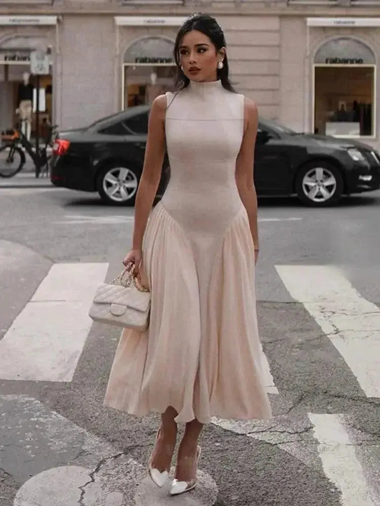 Chic Mesh Midi Dress High Street Elegance Avant Garde Flair