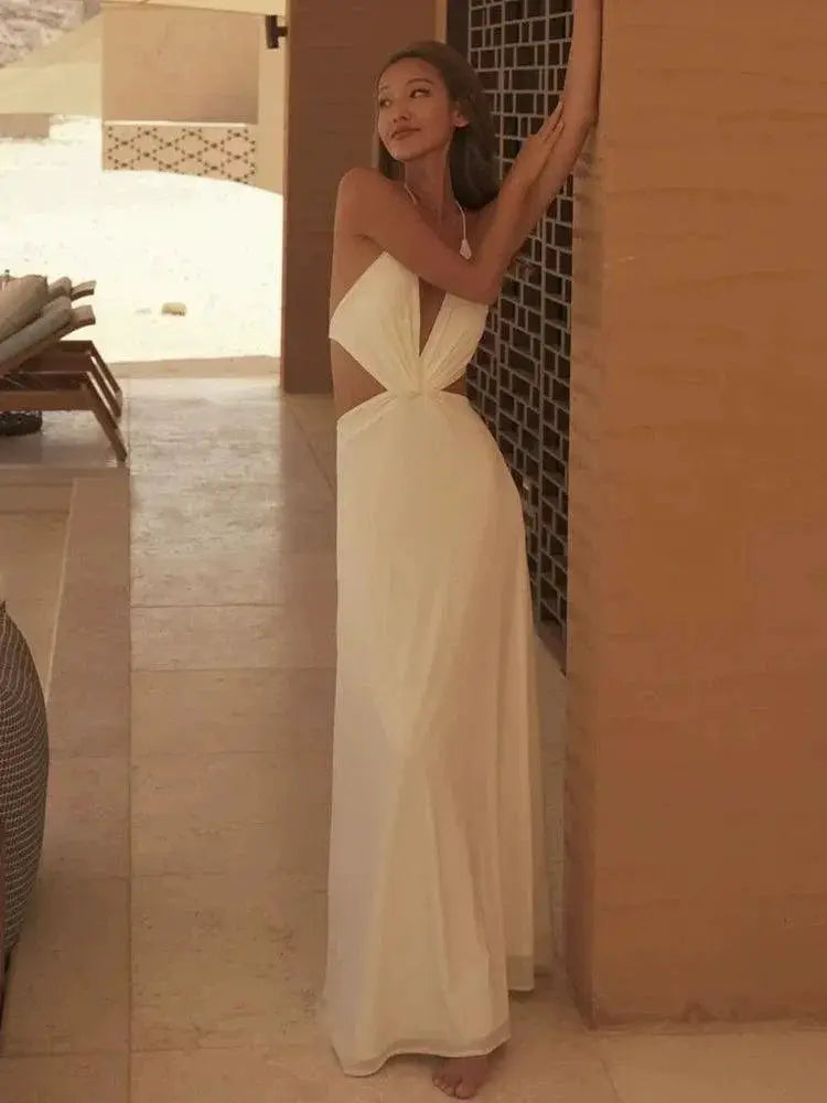 Pure Desire Deep V Halterneck Beach Dress For Summer