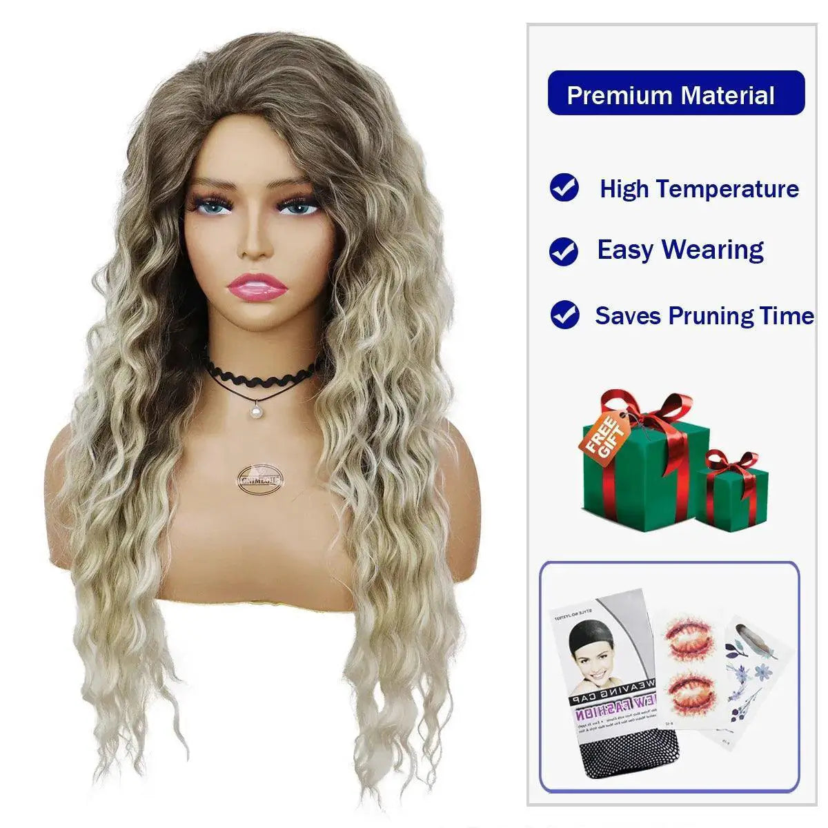Blonde Ombre Voluminous Curls Wig For Women Hairpiece