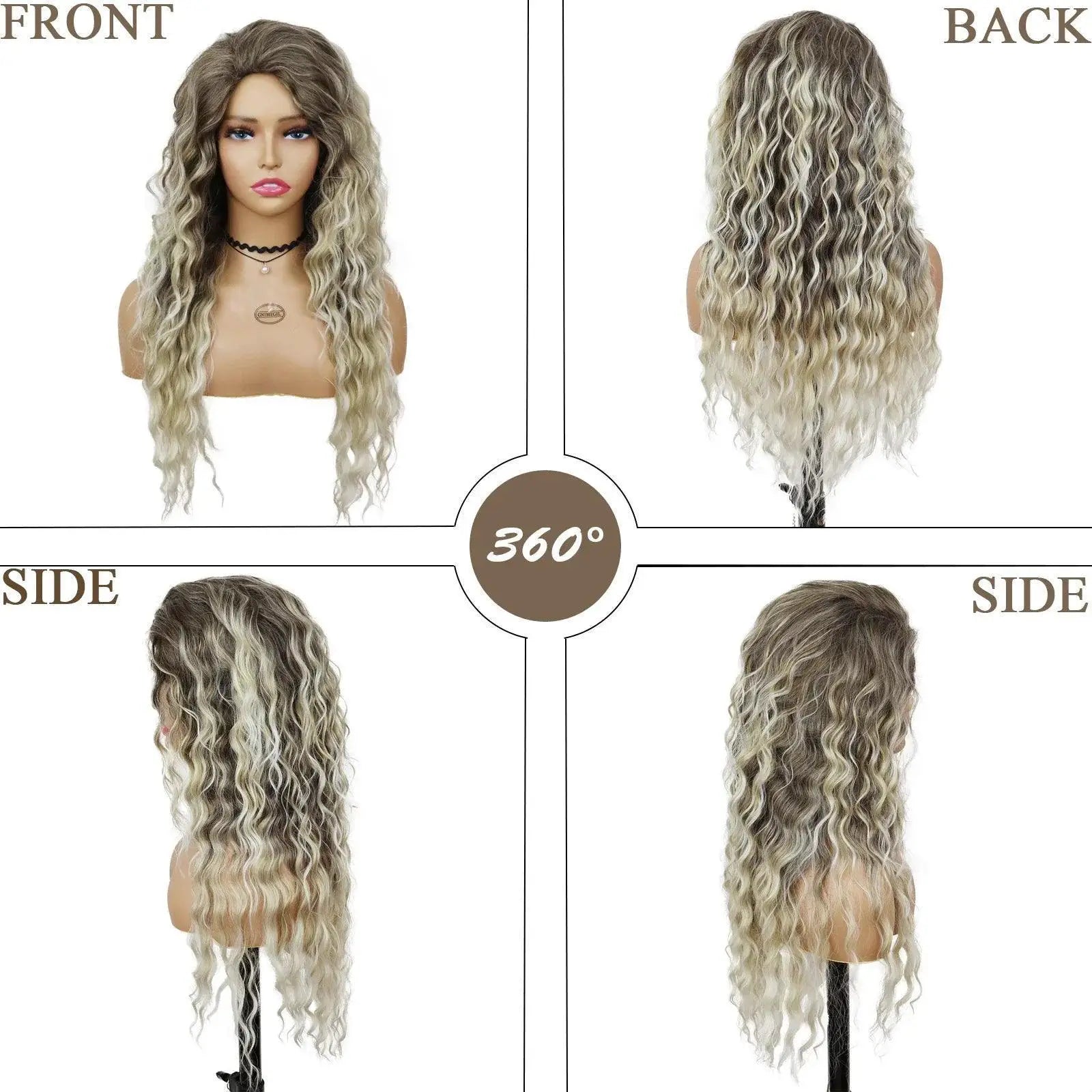 Blonde Ombre Voluminous Curls Wig For Women Hairpiece