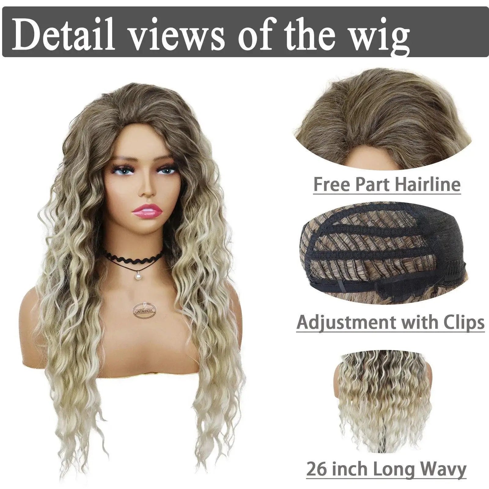 Blonde Ombre Voluminous Curls Wig For Women Hairpiece