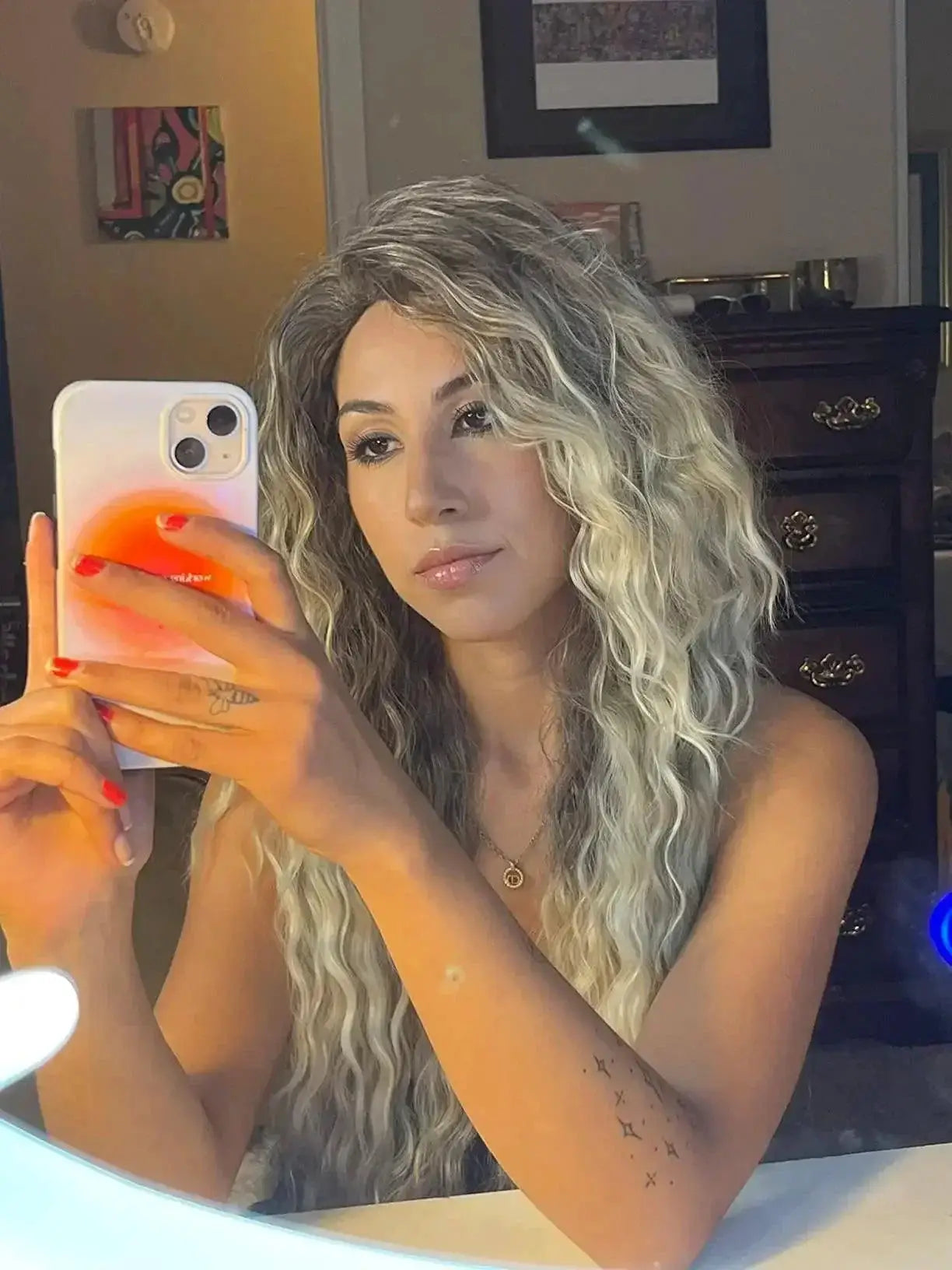 Blonde Ombre Voluminous Curls Wig For Women Hairpiece