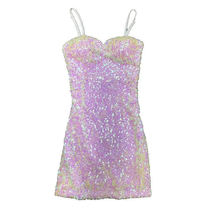 Nightclub Shiny Sundress Gown Sparkling Elegance Dress