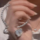 Radiant Heart Chain Bracelet Y2K Zircon Womens Jewelry