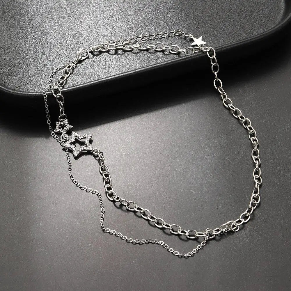 Zircon Star Pendant Necklace Elegant Fashion Jewelry