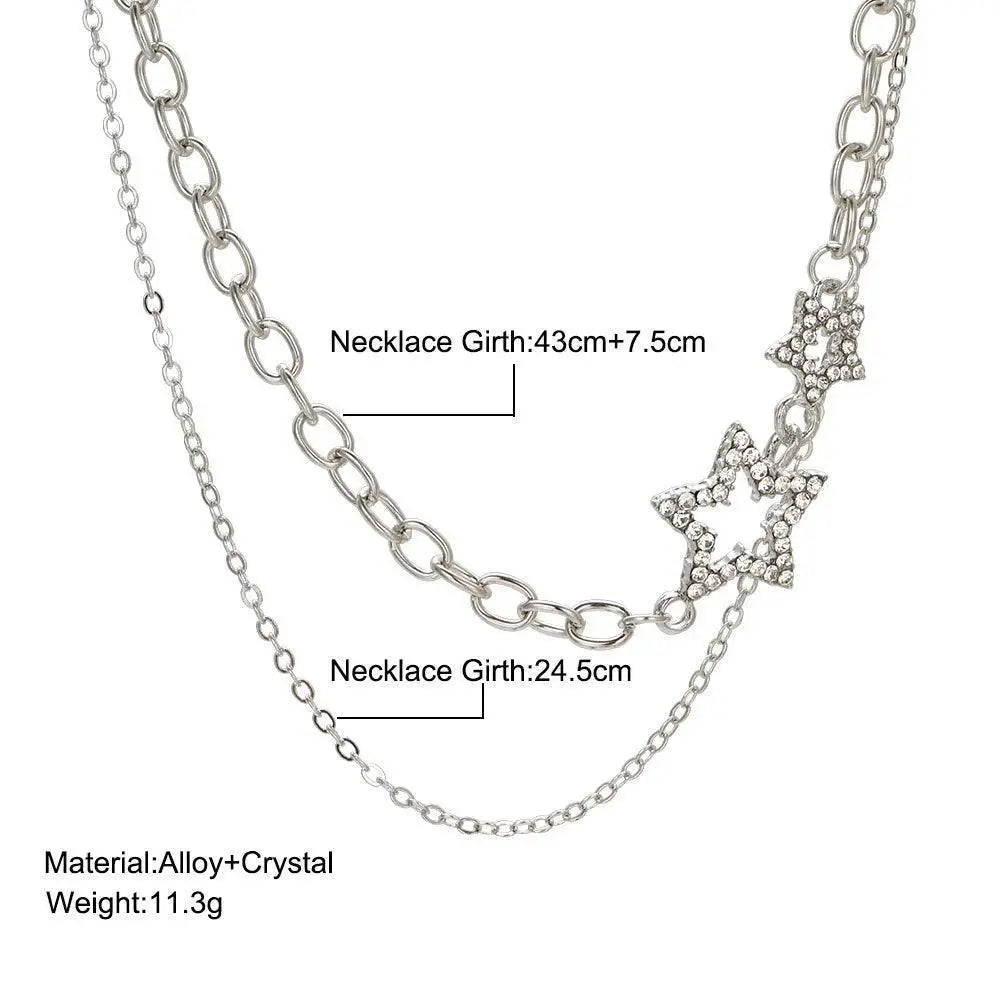 Zircon Star Pendant Necklace Elegant Fashion Jewelry