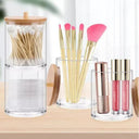 Acrylic Cotton Pad And Swab Holder With Bamboo Lid Organizer
