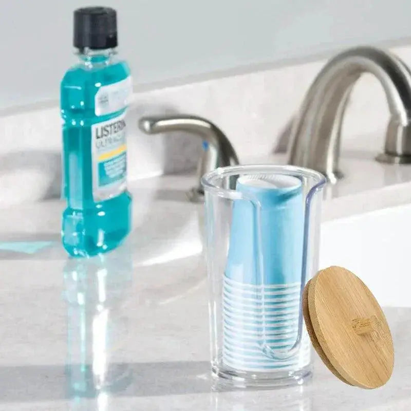 Acrylic Cotton Pad And Swab Holder With Bamboo Lid Organizer