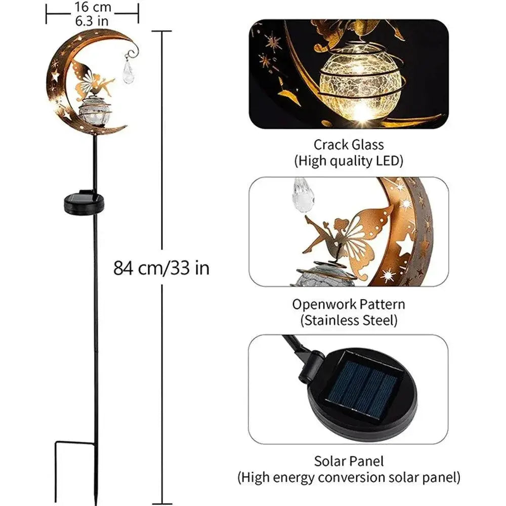 Outdoor Solar Moon Fairy Garden Flower Light Lantern