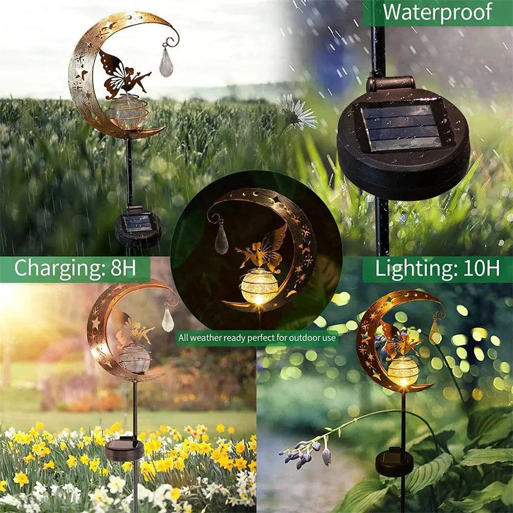 Outdoor Solar Moon Fairy Garden Flower Light Lantern
