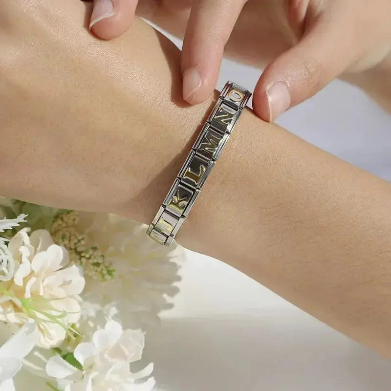 Stainless Steel Letter Charm Bracelet Kit Custom Jewelry