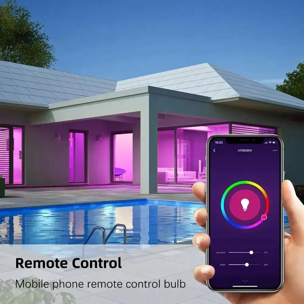Smart Dimmable LED Bulb WiFi RGBCW Light Control Alexa Home