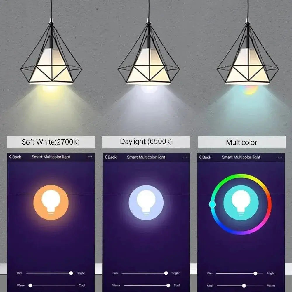 Smart Dimmable LED Bulb WiFi RGBCW Light Control Alexa Home