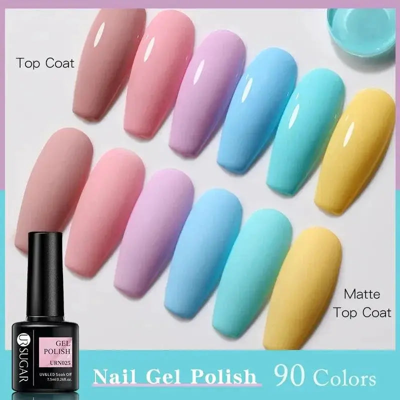 Pink Glitter Sequin Gel Polish Stylish Sparkling Nails