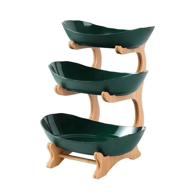 Elegant Wooden Fruit Tray With Partition Stylish Dining Set