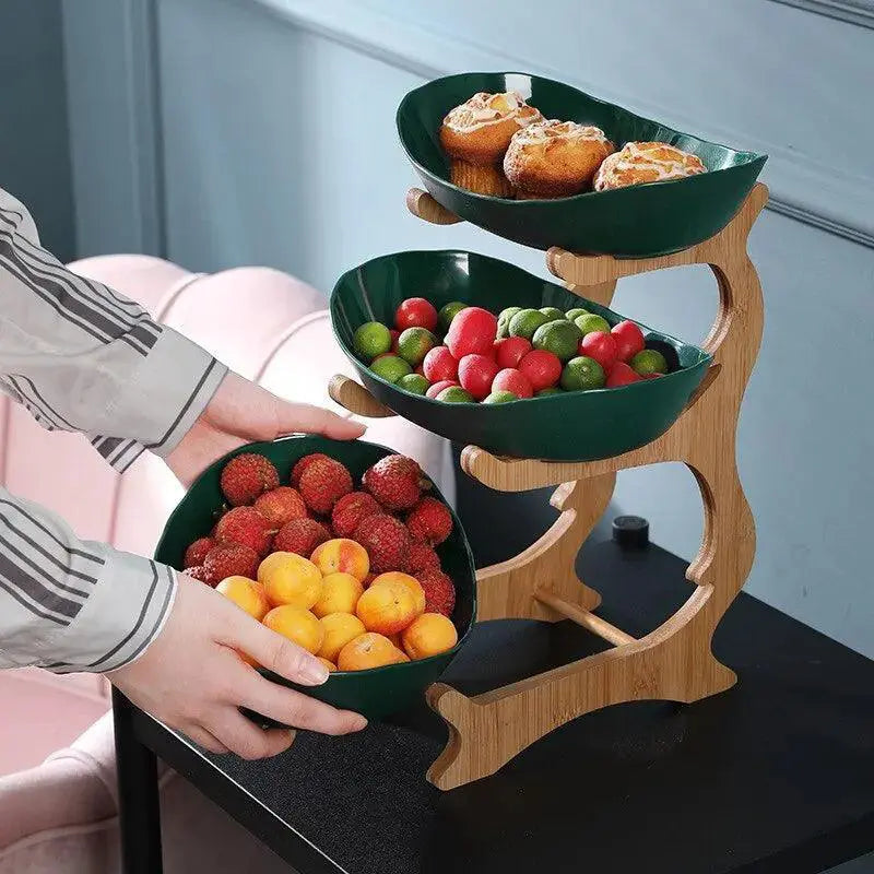 Elegant Wooden Fruit Tray With Partition Stylish Dining Set