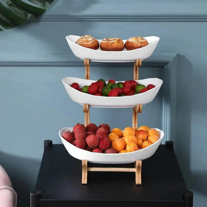 Elegant Wooden Fruit Tray With Partition Stylish Dining Set