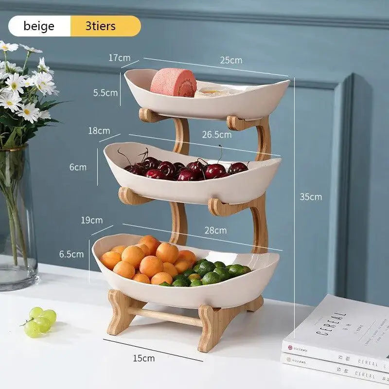 Elegant Wooden Fruit Tray With Partition Stylish Dining Set