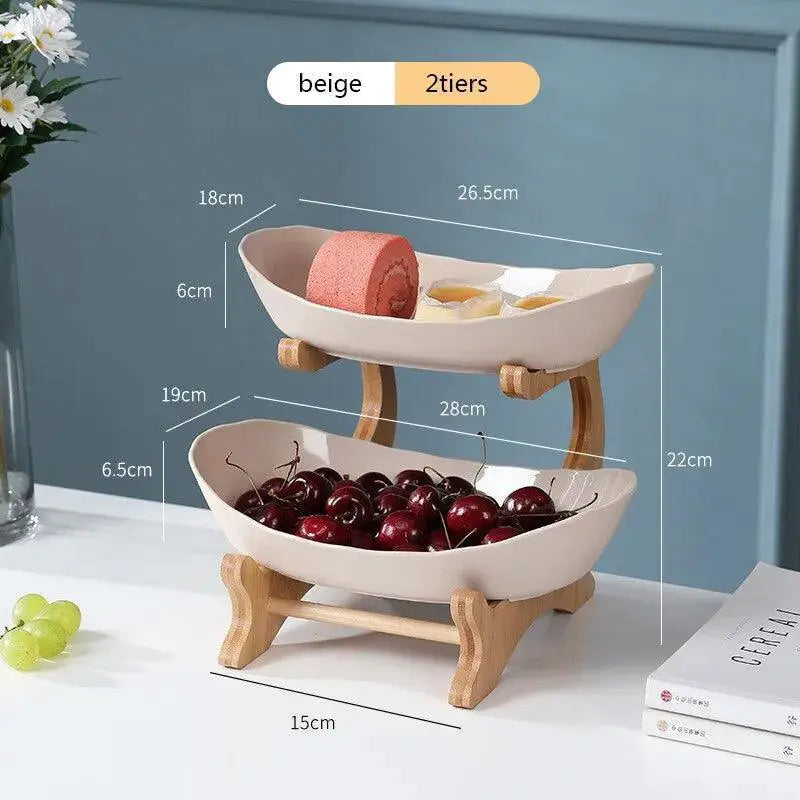Elegant Wooden Fruit Tray With Partition Stylish Dining Set