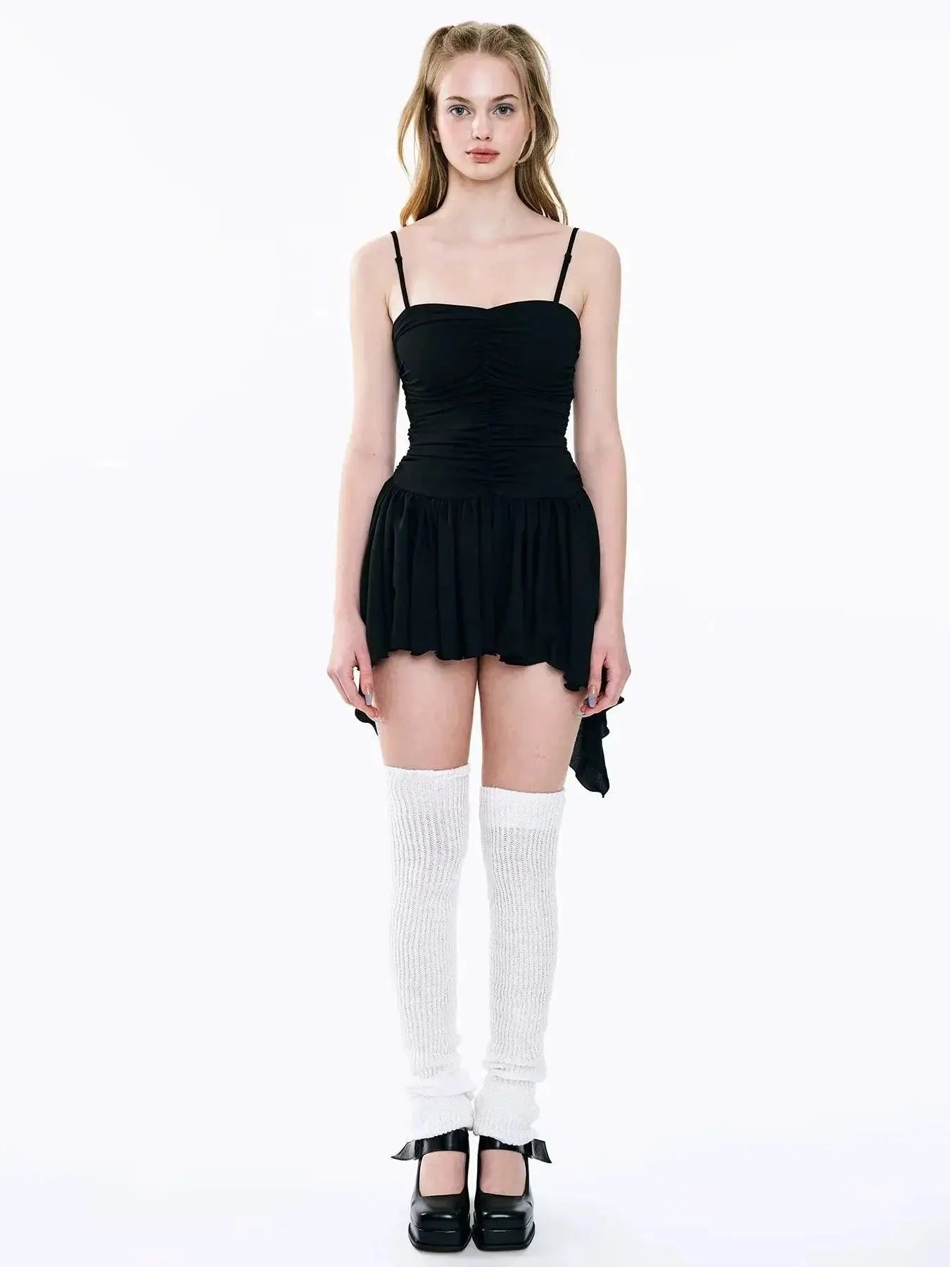 Korean Ballet Style Suspender Dress Chic Asymmetrical Piece