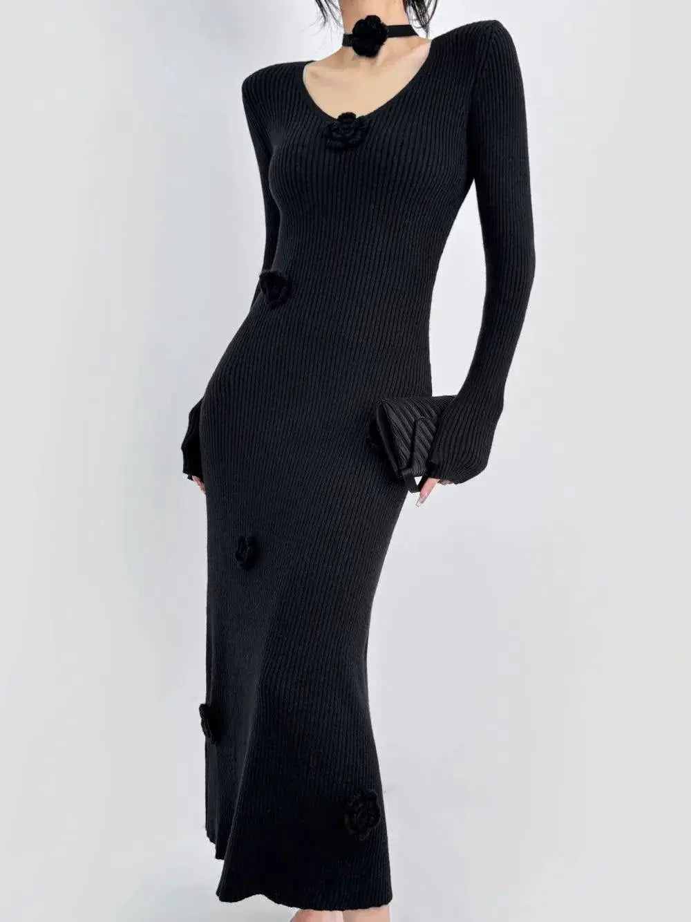 Double French Retro Knit Dress Timeless Elegance And Style