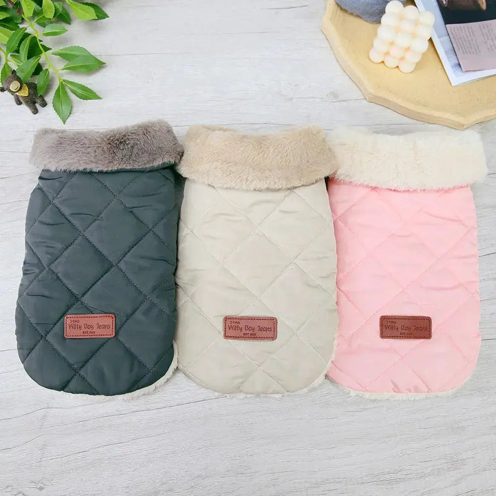 Winter Fur Collar Small Dog Cat Jacket Windproof Coat