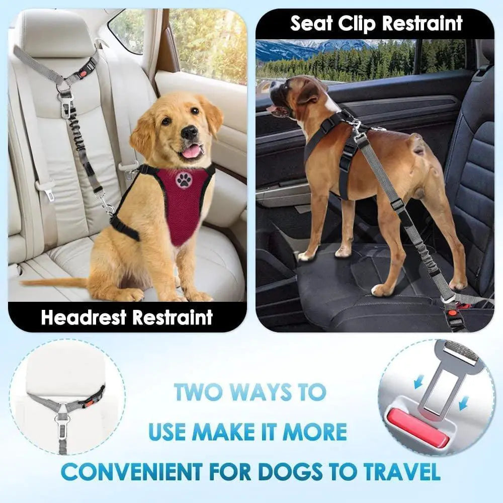 Dog Vehicle Harness With Headrest Restraint For Safe Travel