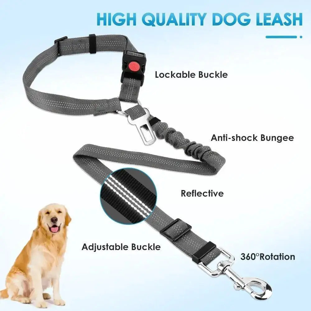Dog Vehicle Harness With Headrest Restraint For Safe Travel