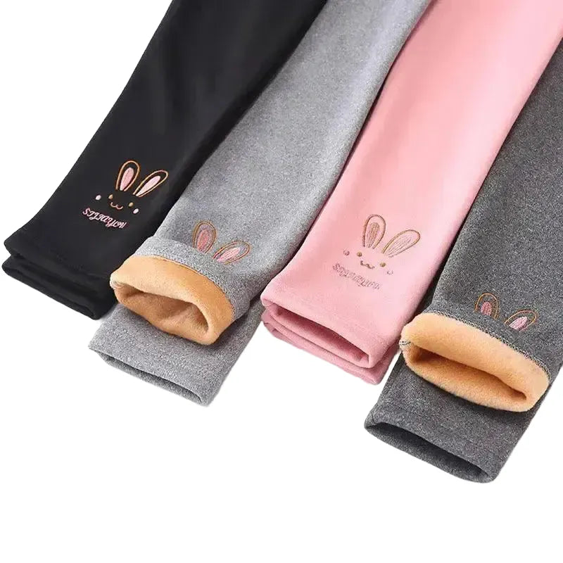 Cozy Bunny Leggings for Girls Winter – black / 100 2-3T product view 1